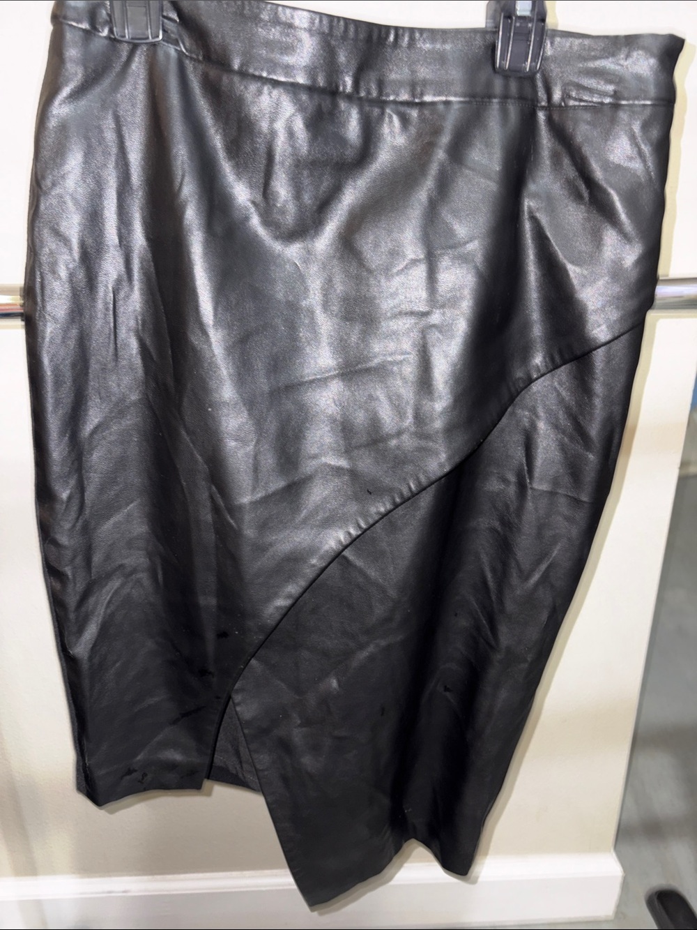 Blaque Label Black Faux Leather Asymmetrical Pencil Skirt